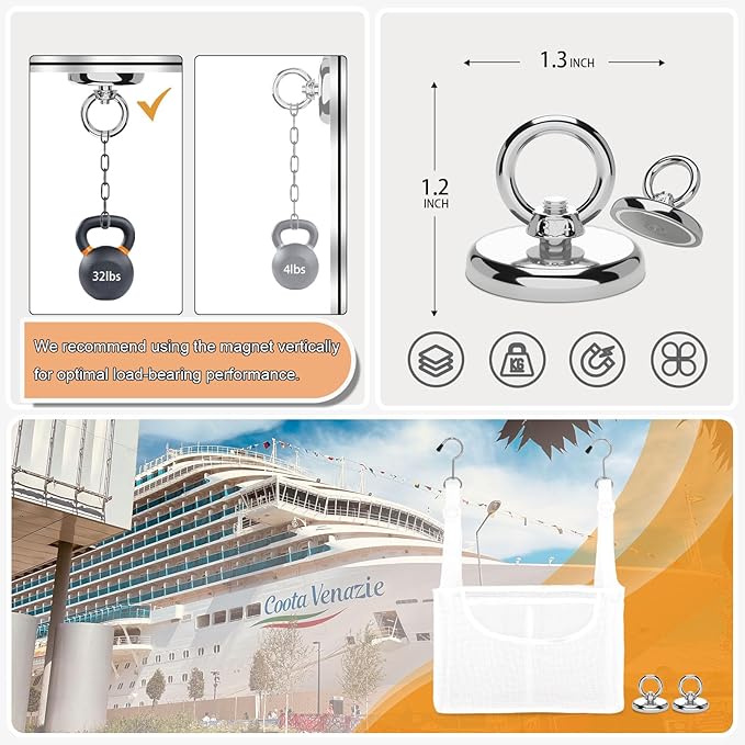 PVC Mesh Hanging Shower Caddy Organizer with 2pc Magnetic Hooks, Portable Adjustable Travel Bathroom Bag with Pockets for RV, Camping, Cruise, Dorm, Gym, White, 12“x5 x7（LxWxH）