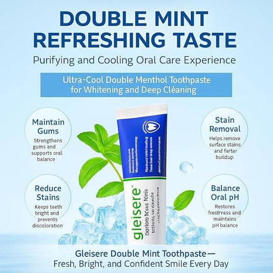 Double Mint Whitening Toothpaste 2 Pack, Intense Stain Removal for Yellow Teeth, Coffee Tea Wine & Smoker Stains, Deep Clean Anti-Plaque Fresh Breath Toothpaste, 100g Tubes