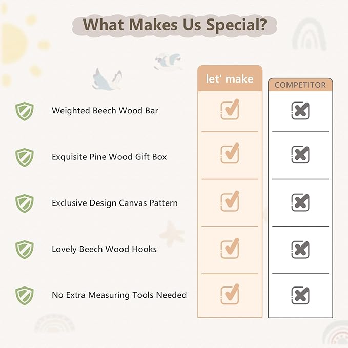 let's make Growth Chart for Wall 7 Ft Height Chart with Keepsake Box & Hook Waterproof Canvas Measure Wall Ruler Removable Neutral Nursery Wall Decor for Baby Kids Toddlers