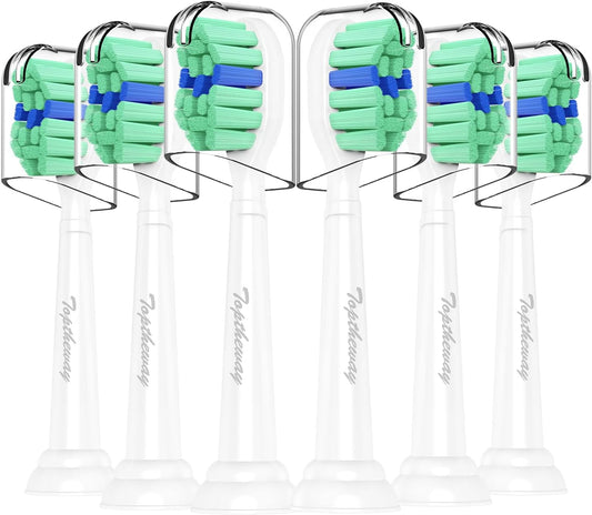 Toptheway Toothbrush Replacement Heads Compatible with Philips Sonicare ProtectiveClean DiamondClean C2 C1 G2 W 4100 5100 5300 Plaque Control, 6 Pack