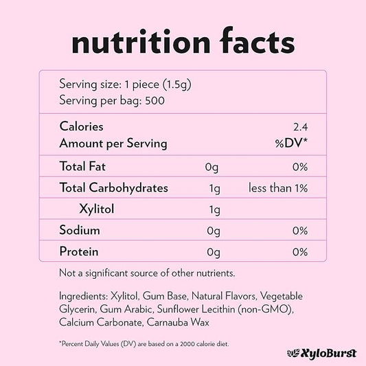 XyloBurst Gum | Xylitol Chewing Gum | Sugar Free, Gluten Free, Keto Friendly | Aspartame Free Gum For Oral Health | Bubble | 500-Count Bag