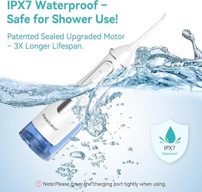 Water Dental Flossers for Teeth，300ML Cordless Portable Electric Water Flosser, 4 Modes Oral Irrigator, Waterproof Rechargeable Water Floss for Deep Cleaning,Plaque Remover,Braces Home Travel Use