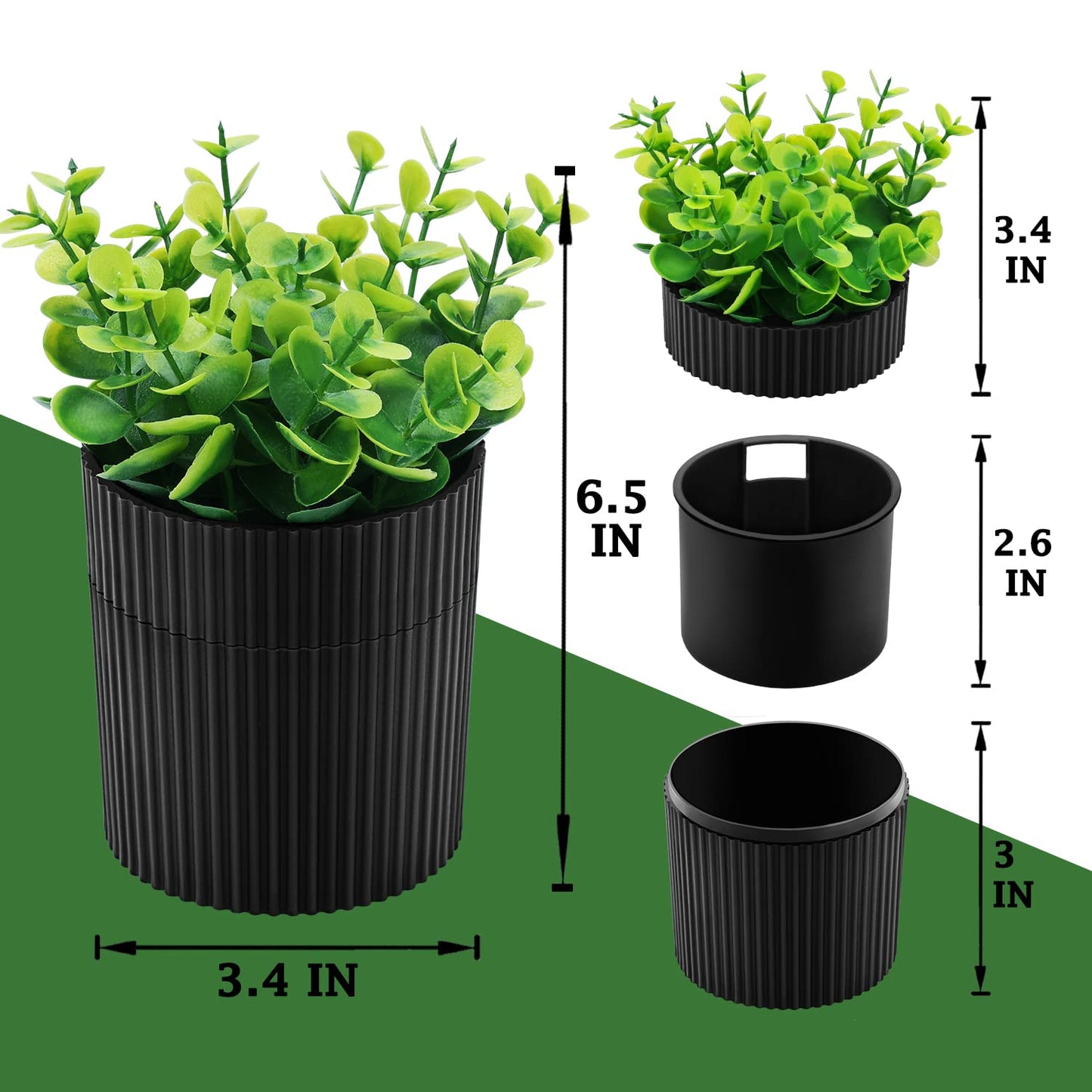 Denture Bath, Invisible Denture Case Designed As Artificial Eucalyptus Potted Plants, Denture Cup With Strainer For Retainer, Mouth Guard & Dentures, Perfect For Home Decoration…