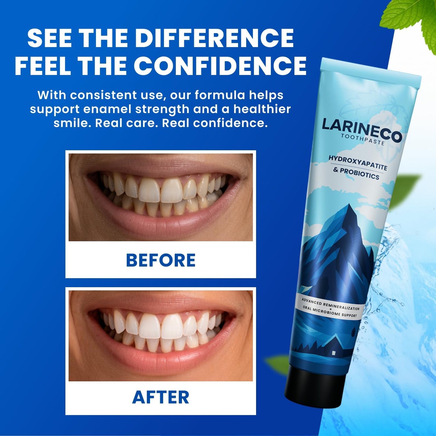 Larineco Nano Hydroxyapatite Toothpaste – Sulfate Free Remineralizing Toothpaste – Enamel Care, Gentle Whitening, Sensitive Teeth, Non Sulfate – 4oz
