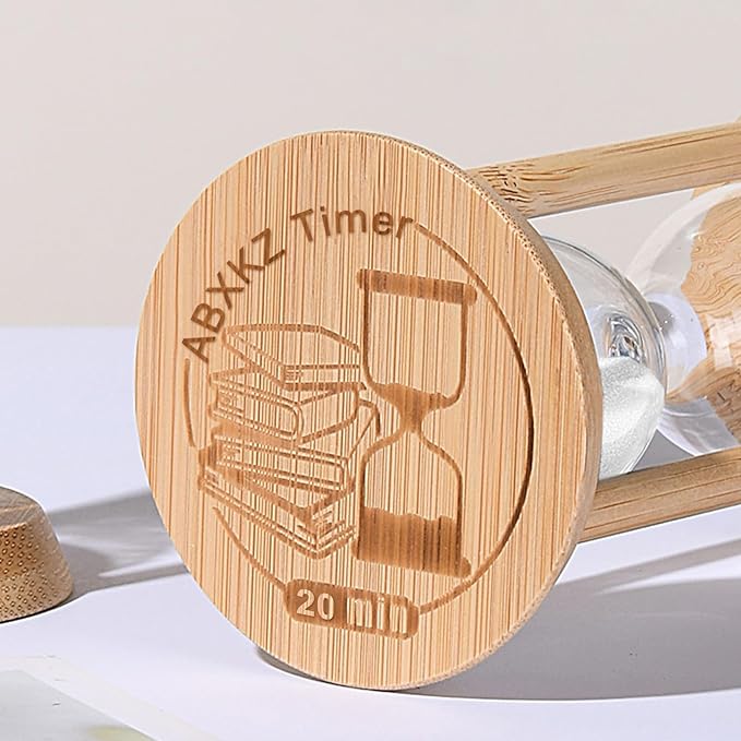 20 Minute Hourglass, Wood Sand Timer, Mini Sand Watch 20 Min,Unbreakable Sandglass, Teachers Classroom Time, Toothbrush Timer, White
