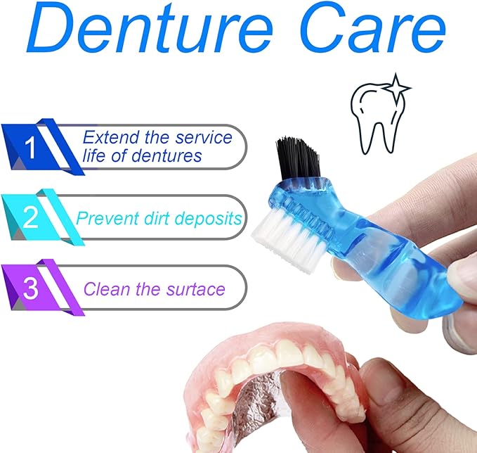 2 Pack Color Retainer Cleaner Case Denture Cups for Soaking Dentures, False Teeth Container Partial Denture Cleaning Case with Lid Travel - Lake Green and Dark Blue