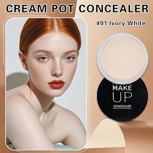 White Concealer Full Coverage,Cream Tattoo Cover up Makeup,Under Eye Color Corrector for Dark Circles,Pro Concealer with Primer Sponge,Long-lasting Corrector de Ojeras (01 Ivory White)