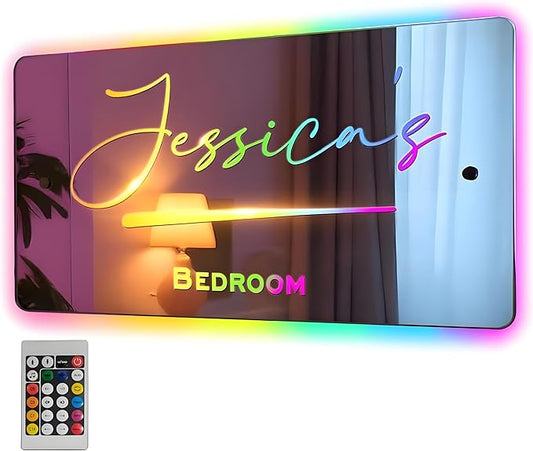 Personalized LED Name Mirror with Night Light Led Light Up Mirror for Bedroom Custom Neon Signs Wall Decor for Shop Bar Salon Birthday Christmas Wedding Christmas
