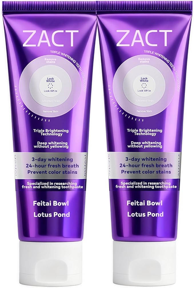 Purple Color Corrector & Whitening Toothpaste, Fluoride-Free for Sensitive Teeth, Deep Stain Remover to Eliminate Plaque & Freshen Breath, Enamel Safe (2)