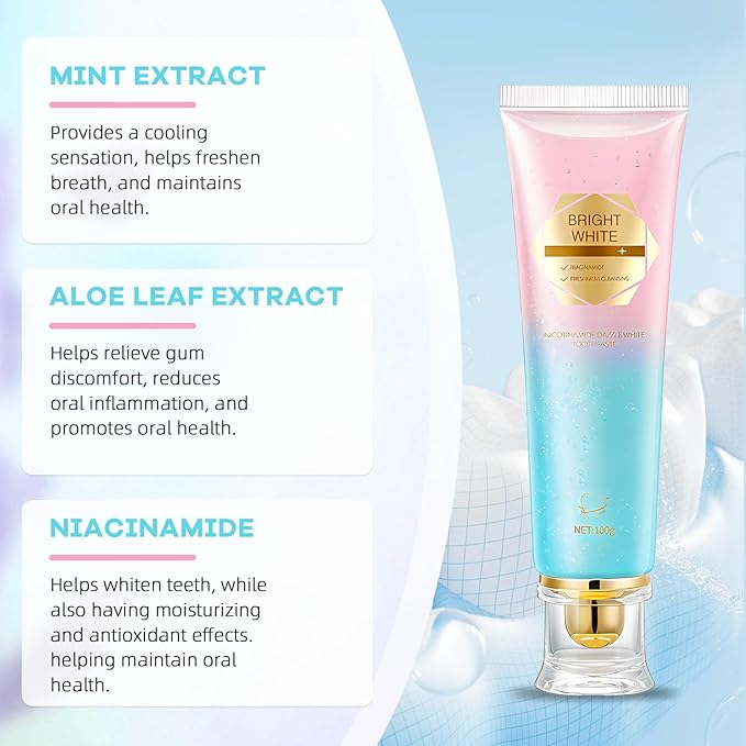 Niacinamide Whitening Toothpaste, Niacinamide Toothpaste Intensive Whitens Teeth, Protects Tooth Enamel, Fresh Breath & Stain Removal Formula,Freshens Breath 24 Hours