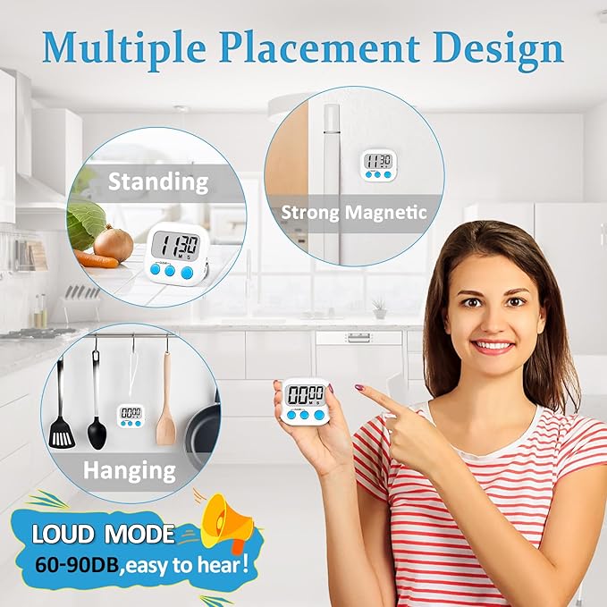 ZILLEEN Classroom Timers for Kids Classroom Magnetic Digital Kitchen Timers for Cooking Teachers Gym Game 6 Pcs