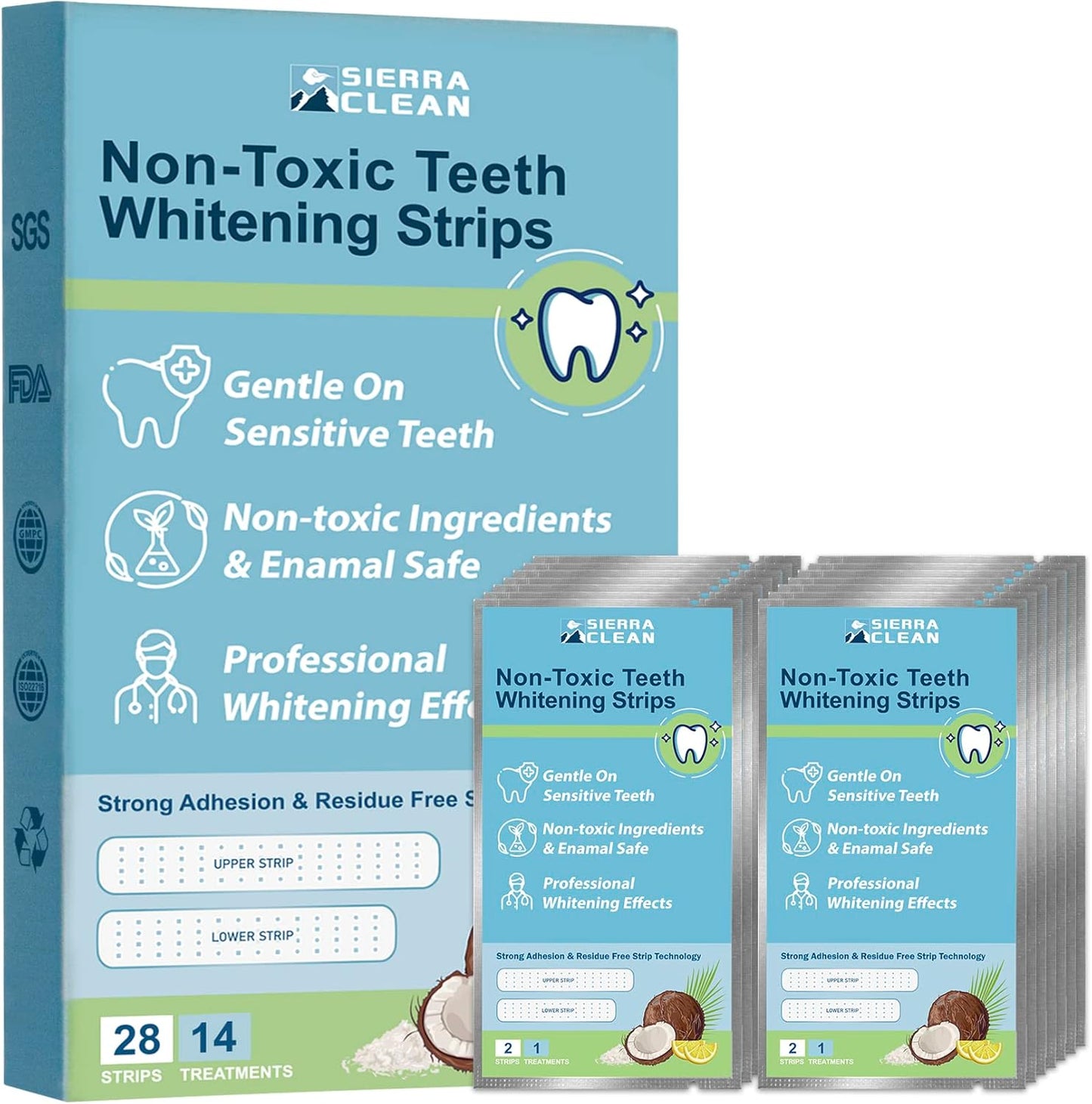 Teeth Whitening Strips 14 Treatments Kit - Sensitive Teeth Whitener, Enamel Safe, Deep Stains Removal, Dentist Recommended, Fast Results Without The Harm - 28 Strips