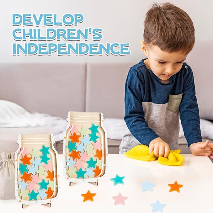 Magnetic Reward Jar, Classroom Reward Jar for Kids, Personalized Stars Reward Jar for Students Kids Behavior, Magnetic Reward Chart for Classroom Board Home