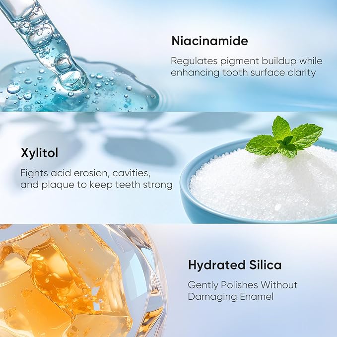 BodyAccel Niacinamide Whitening Toothpaste – Natural Whitening Toothpaste with Niacinamide, Gentle Formula for Brighter Teeth & Fresh Breath, 3-Pack (3)