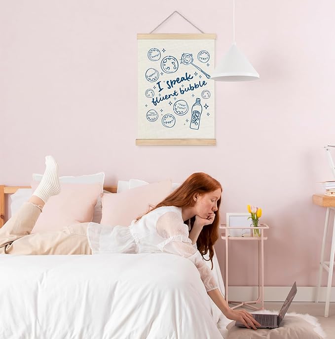 Yomisex Blue Speech Therapy Wall Art Poster, Speech Therapist Gift, Slp Gifts, I Speak Fluent Bubble Mental Health Wall Art Framed for Counselor Therapy Office Decor, 12x16 Inch