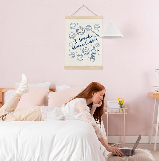 Yomisex Blue Speech Therapy Wall Art Poster, Speech Therapist Gift, Slp Gifts, I Speak Fluent Bubble Mental Health Wall Art Framed for Counselor Therapy Office Decor, 12x16 Inch