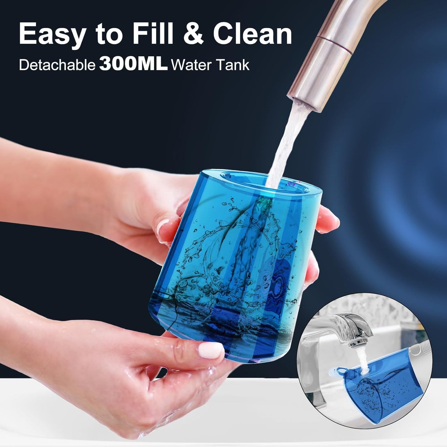 Water Flosser Pick for Teeth: 4 Modes Cordless Portable Water Flossers Teeth Cleaner Rechargeable 300ML IPX7 Waterproof Oral Irrigator Flossing Cleaning Picks for Home Travel
