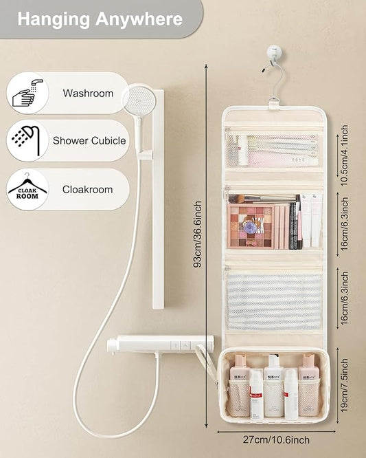 Relavel Hanging Toiletry Bag for Women, Hanging Makeup Organizer with Travel Size Toiletries, Portable Bathroom Travel Bag with Hook for Shaving Kit, Shampoo, Conditioner for Trip - Plaid