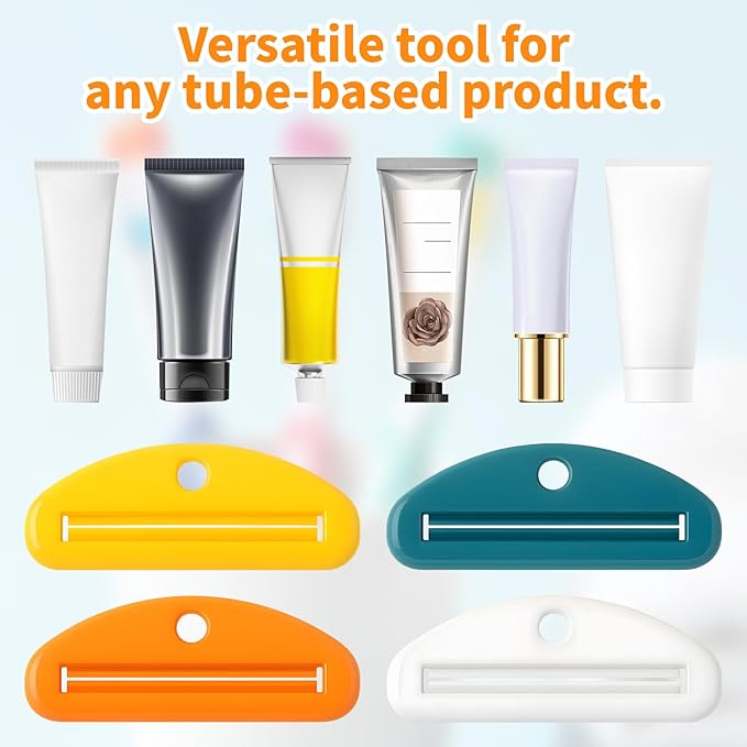 10 PCS Toothpaste Tube Squeezer - Plastic Dispenser Roller & Clip for Bathroom Organization, Assorted Colors Toothpaste Dispenser Hanging Toothpastes Clip Toothpastes Holder for Cream Cosmetics