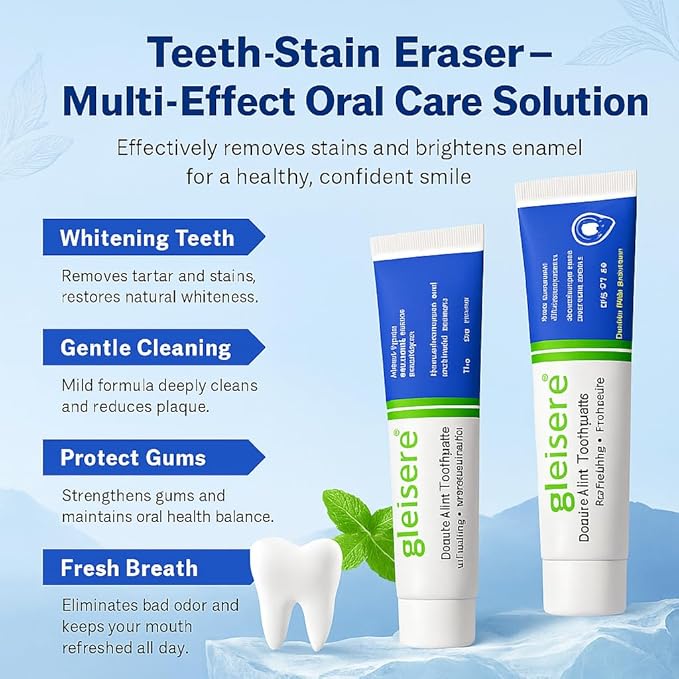 Double Mint Whitening Toothpaste 2 Pack, Intense Stain Removal for Yellow Teeth, Coffee Tea Wine & Smoker Stains, Deep Clean Anti-Plaque Fresh Breath Toothpaste, 100g Tubes