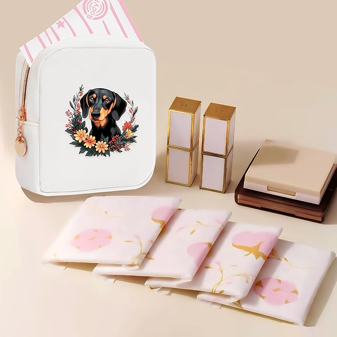 Dachshund Mini Makeup Bag, Dachshund Gift For Women Girls, Cute Portable Zipper Pouch Cosmetic Bag For Teen Girls Kids, Small Storage Bag For Sanitary Pad, Period napkin bag!