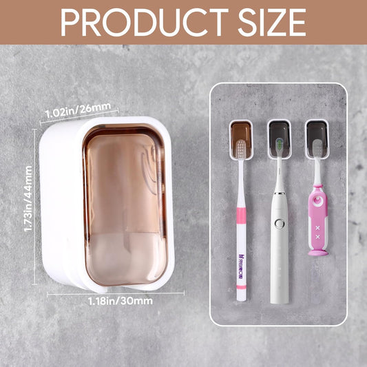 4 PCS Toothbrush Holder Wall Mounted with Cover, Electric Toothbrush Holders for Bathroom (Single-Slot Design), Moisture-Proof and Dust-Proof Organizer for Home and Travel Use(Gray,Brown)