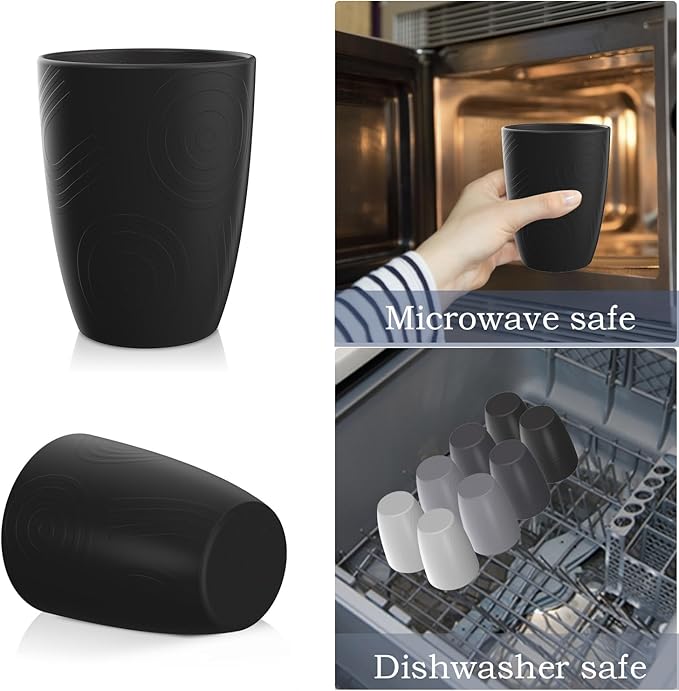 Wrova Wheat Straw Cups 8 PCS Good Alternative to Plastic Cups 12 oz Unbreakable Drinking Cup Reusable Dishwasher Safe Water Plastic Glasses Kids Tumbler with 4 Colors