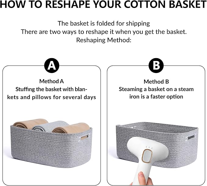 Large Storage Baskets for Organizing, Closet Shelf Baskets for Clothes Blanket Towels, Baby Nursery, Toy Bins Box, Woven Rope Baskets, 17 x 13 x 7.5”, 4 Packs Mixed Grey