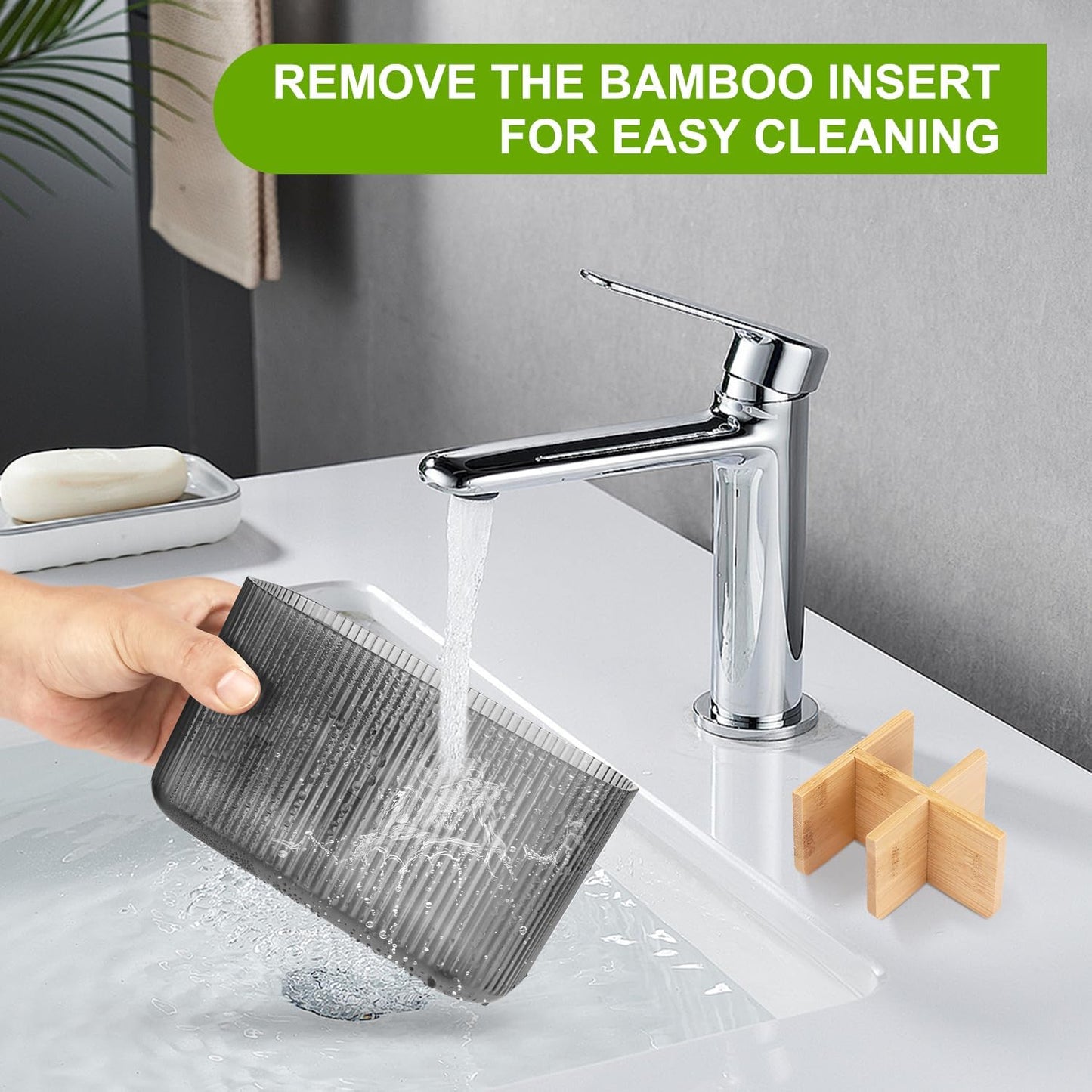 Black Bathroom Accessories - 5 Slots Toothbrush Holders for Bathrooms Sink Organizer Countertop Kids Bathroom Storage Caddy Decor