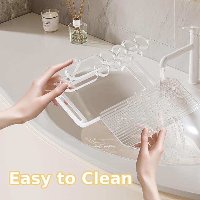 Electric Toothbrush Holder for Bathroom Countertop 5 Metal Slots Toothpaste Razor Mouthwash Organizer, White