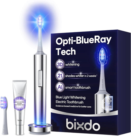 Whitening Electric Toothbrush for Adults, Professional 460nm Whitening Blue Light Tech, 31,000VPM Sonic & Oscillating Cleaning with Smart AI Sensor, 6-Month Long-Lasting Battery