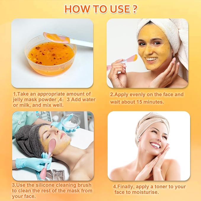 Jelly Mask Powder For Facials,Vitamins C Jelly Face Mask,Professional Peel Off Face Mask Powder For Fight Fine Lines Brightening&Nourishing to Your Skin,Rubber Mask,DIY Spa 23 Floz