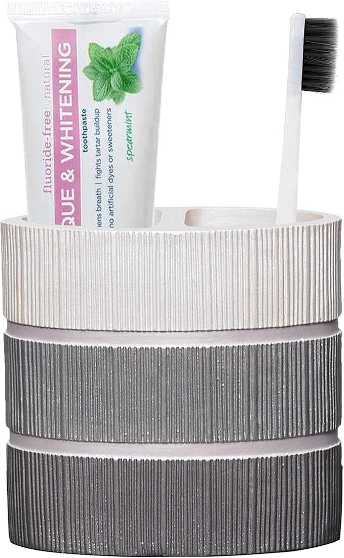 Zahari Home Modern Line Toothbrush Holder - Modern Western Design - Stylish Bathroom Essential - Luxury Decor for Toothbrushes and Toothpaste - Organize with Classic Charm