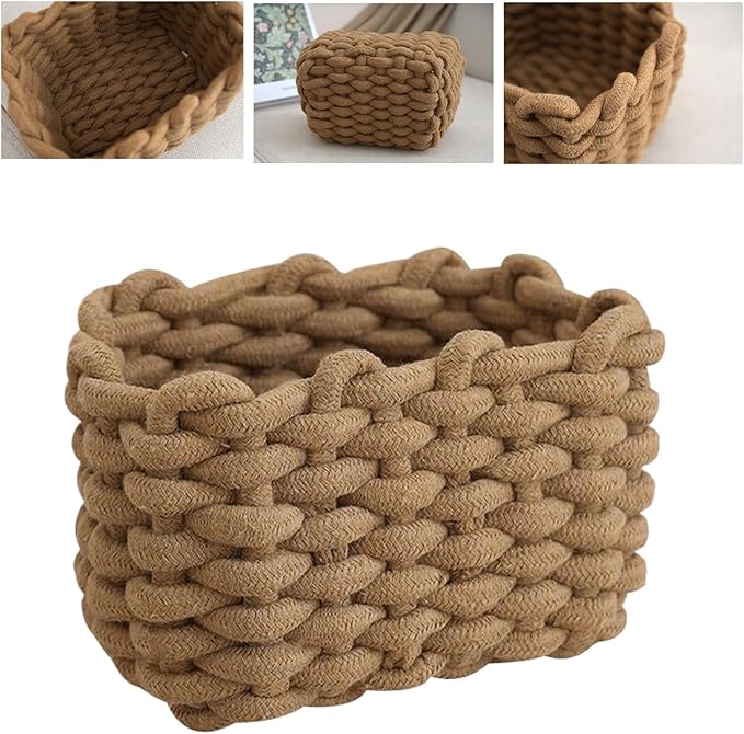 babys Room Toy Holder - 20x16x13cm Rope Storage Basket, Home Clothes Organizer, Desk Shelf Bin, Bathroom Laundry Carrier, Pantry Storage Basket, Living Room Organizer For Keeping Kids Items Garments