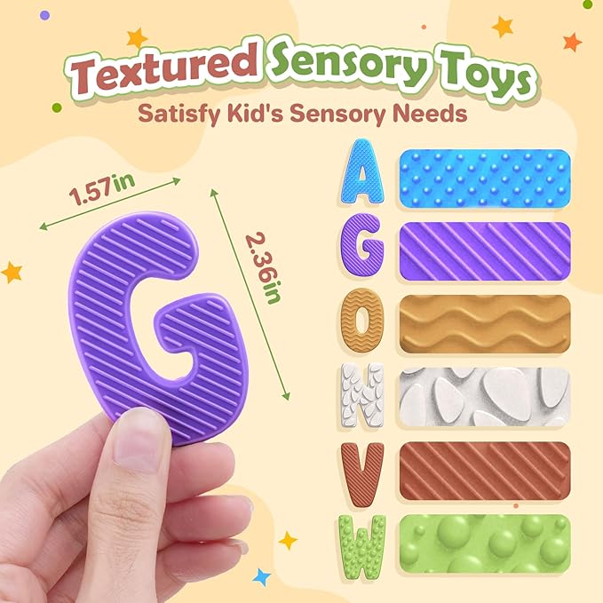 Alphabet ABC Learning Educational Toys - Textured Sensory Fidget Toys for Toddlers Kids - Educational Tools Suction Toy for Autsim - Preschool Learning Activity Toddler Toy for 2 3 4 5 Year Old Kids
