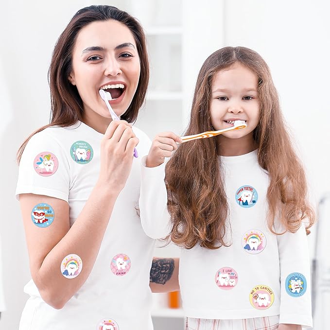 1000 PCS Tooth Shaped Roll Stickers,Tooth Shaped Dental Stickers Laptop,Water Bottle, Envelopes, Party Decorations Supplies Decor DIY Sticker Labels (style1)