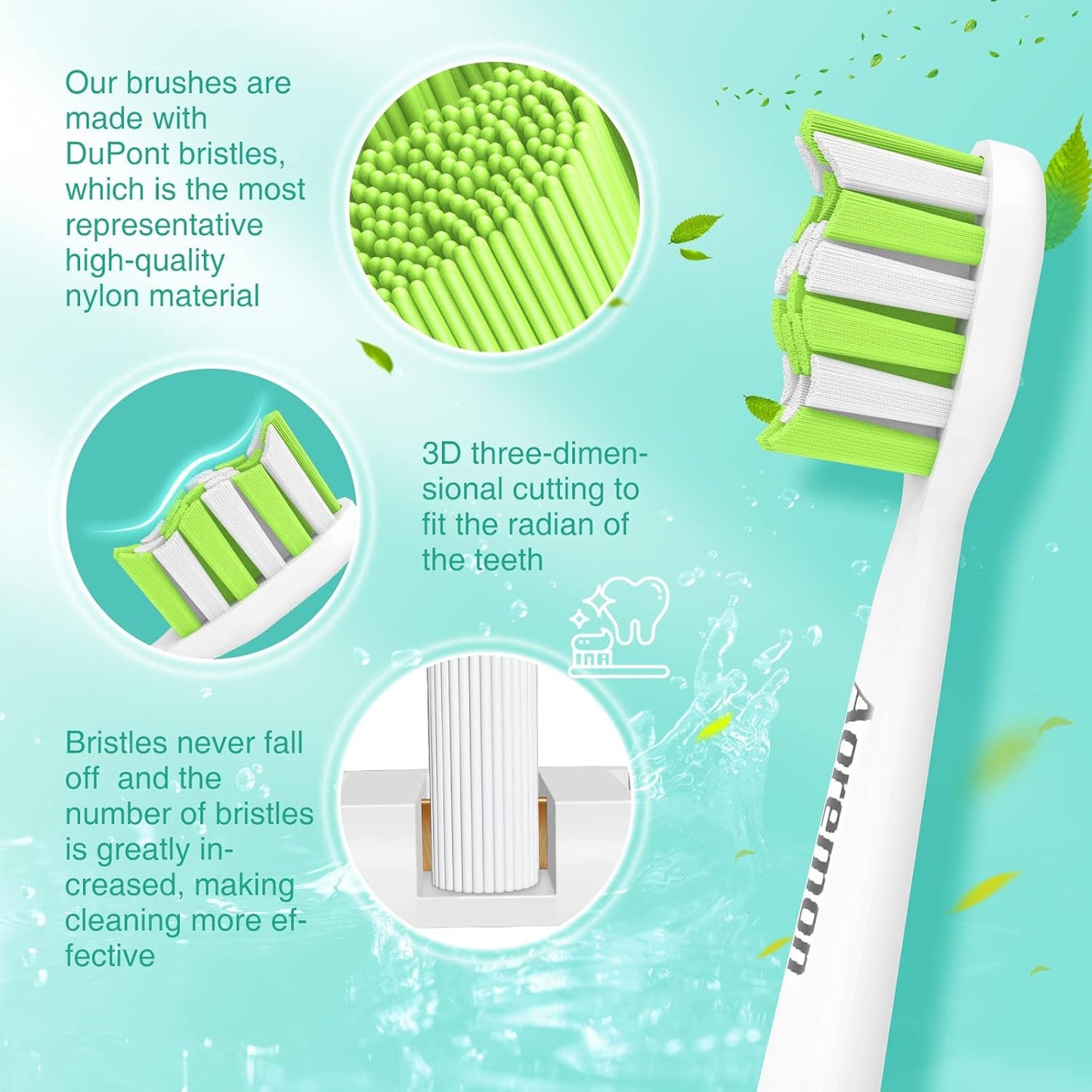 Aoremon Toothbrush Replacement Heads for Philips Sonicare DiamondClean Series 2/3 EasyClean ProtectiveClean FlexCare HwalthyWhite, 4100/5100/6100, C1/C2/G2/G3-6 Pack, White