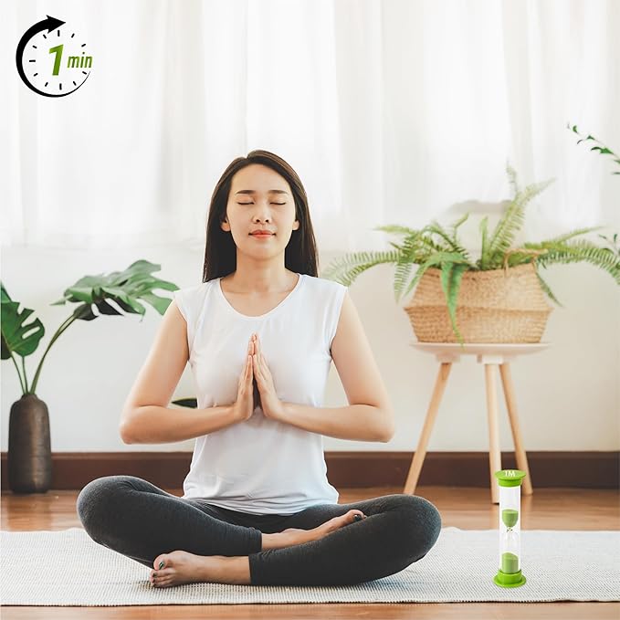 Sand Timer for Kids - 1 Minute Set of 4 Hour Glass - Green Color- Acrylic Covered for Classroom, Home & Kids Room