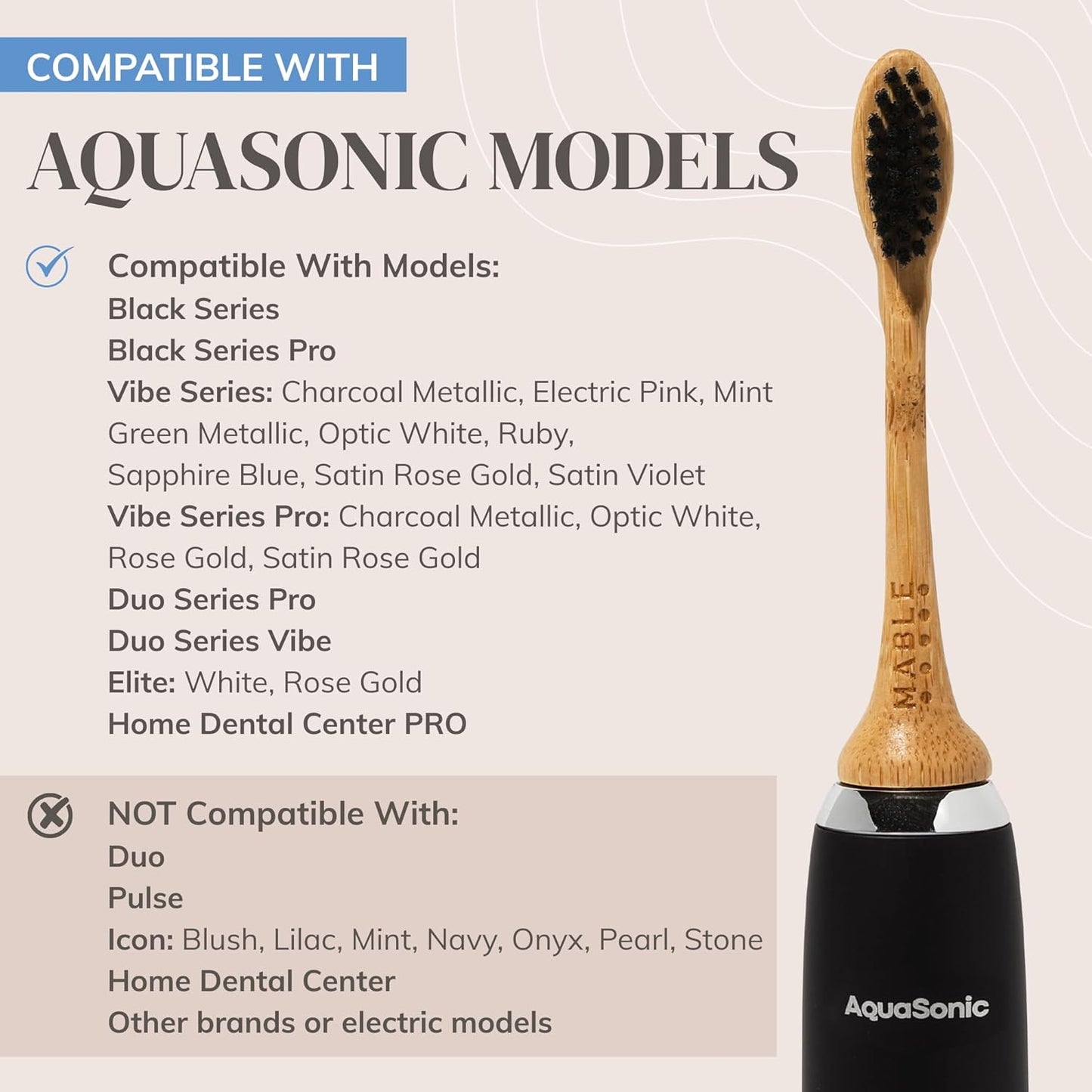 Bamboo Electric Toothbrush Heads | Compatible with Aquasonic Electric Toothbrush | 4 Brush Heads with Soft Bristles | Plant-Based Adult Size Replacement Heads