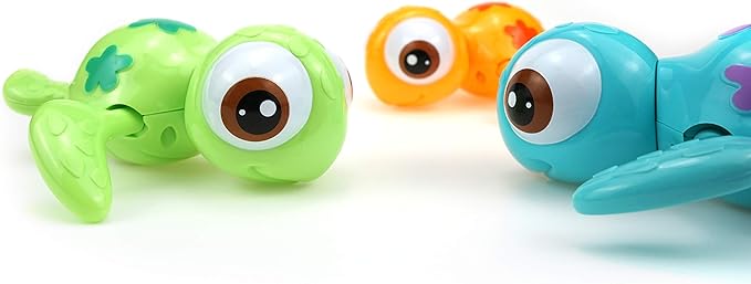 DUCKBOXX XX Wind-up Swimming Sea Turtles Bath Toy, No Battery Mold-Free Anti-Rust Interactive Montessori Toy for Kids 18M+ (3pcs)