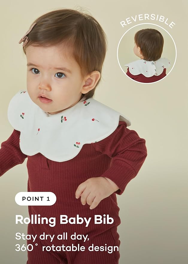 Konny Baby Bibs Set, 360 ° Rotate, Soft and Absorbent Bandana Drooling for Boys Girls baby Essentials