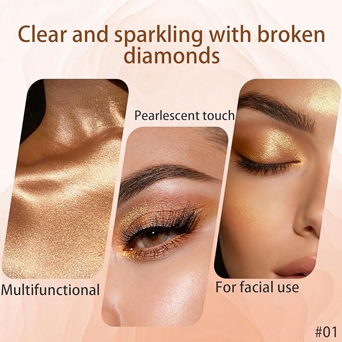 Light Golden Brown Glitter Cream Shimmer Eyeshadow Sticks, Multichrome Matte Eye Shadow Stick, Waterproof and Long-Lasting Smooth Cream Eye Highlighter Stick Makeup for Women, 1 Golden Sands