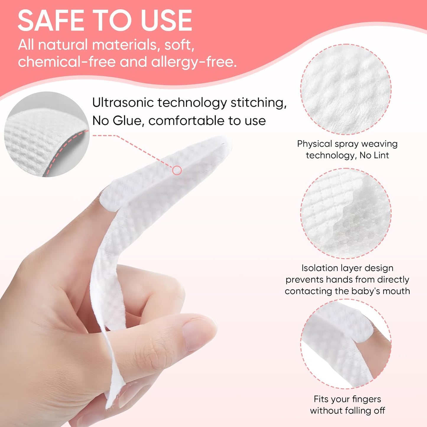 EASICUTI 40Pcs Baby Finger Toothbrush, Dry Wipes Baby Toothbrush, Baby Tongue Cleaner, Newborn Tooth and Gum Wipes, BAB y Oral Cleaner, Infant Toothbrush Mouth Clean for 0-36 Month