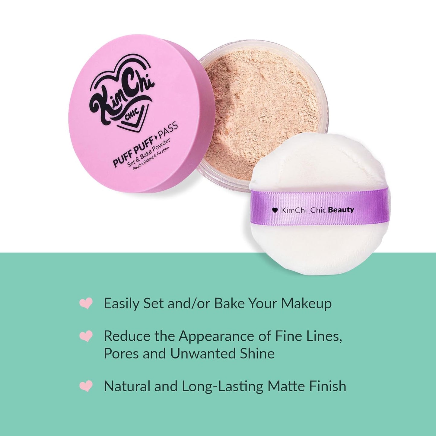 Kimchi Chic Beauty Puff Puff Pass Set and Bake Setting Powder for Makeup, Extra Fluffy Loose Face Powder Poof, Soft Natural Face Makeup for Uneven Skin Tone, 03 Translucent