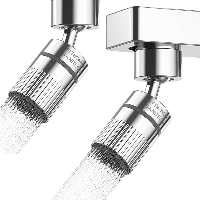 2PC ST.THOMAS Swivel Faucet Aerator,2-function Faucet Nozzle,360° Big Angle Rotate kitchen faucet head replacement,Faucet Extender for Kitchen 55/64 inch Female Thread,Kitchen Sink Aerator