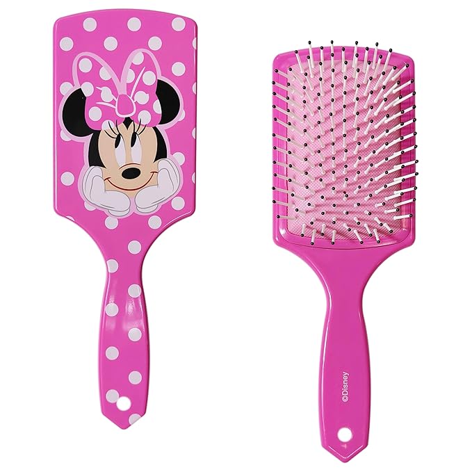LUV HER Kids Hair Brush & Spa Headband Set for Girls - Features Disney Minnie Mouse - Fun Grooming Kit for Detangling, Styling & Skincare - Soft & Stretchy One Size, Ages 3+