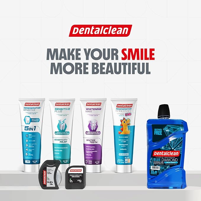 Alcohol-Free Mouthwash 33.8 Fl Oz (Blue Diamond Mint) + Pack of 3 Regenerating Tooth Gel – Natural Mint