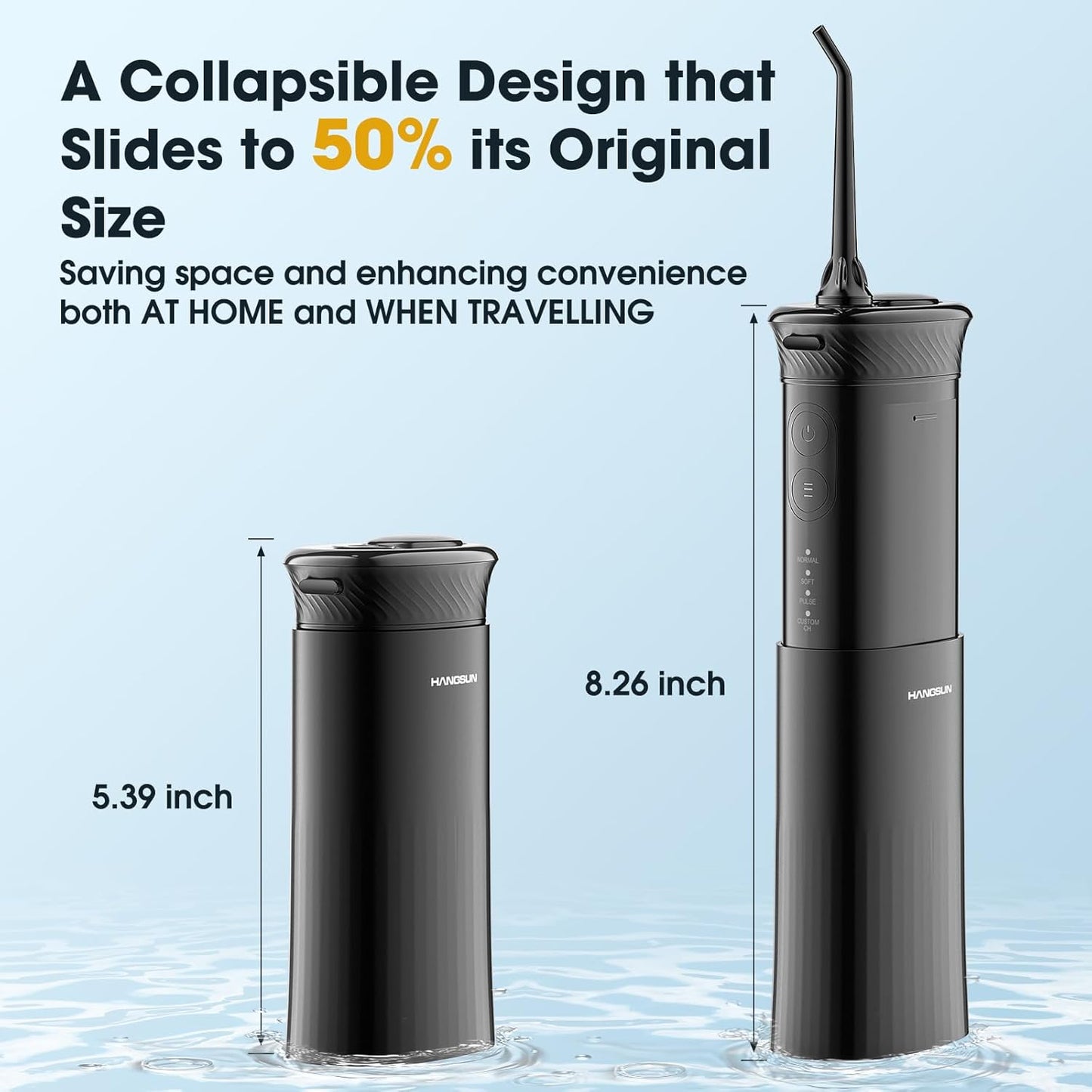 HANGSUN Water Flosser Cordless, Portable Mini Oral Irrigator, Rechargeable Electric Dental Flossers for Braces, Water Teeth Cleaner Pick with 4 Power Modes & IPX7 Waterproof for Home & Travel (HOC660)