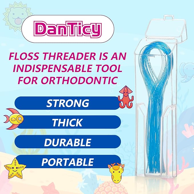Preteen Kids Floss Threaders, Deep Clean Orthodontic Threader Floss for Braces, Bridges, and Implants 200PCS (4Pack)