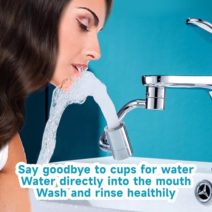 Universal Sink Faucet 1440° Rotatable Faucet Aerator Extender, U-Shaped Faucet Extender for Toddlers, Flexiflow 1080° Rotating Faucet Extender - 2 Modes Adjustable for Bathroom Sinks/Kitchens (Silver)